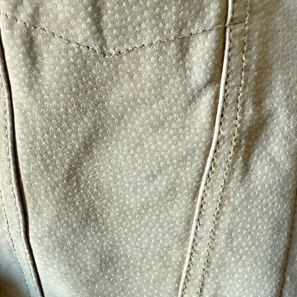 St. John’s Bay Tan Suede Leather Sherpa Cropped Western Women's Trucker Jacket - Picture 16 of 16